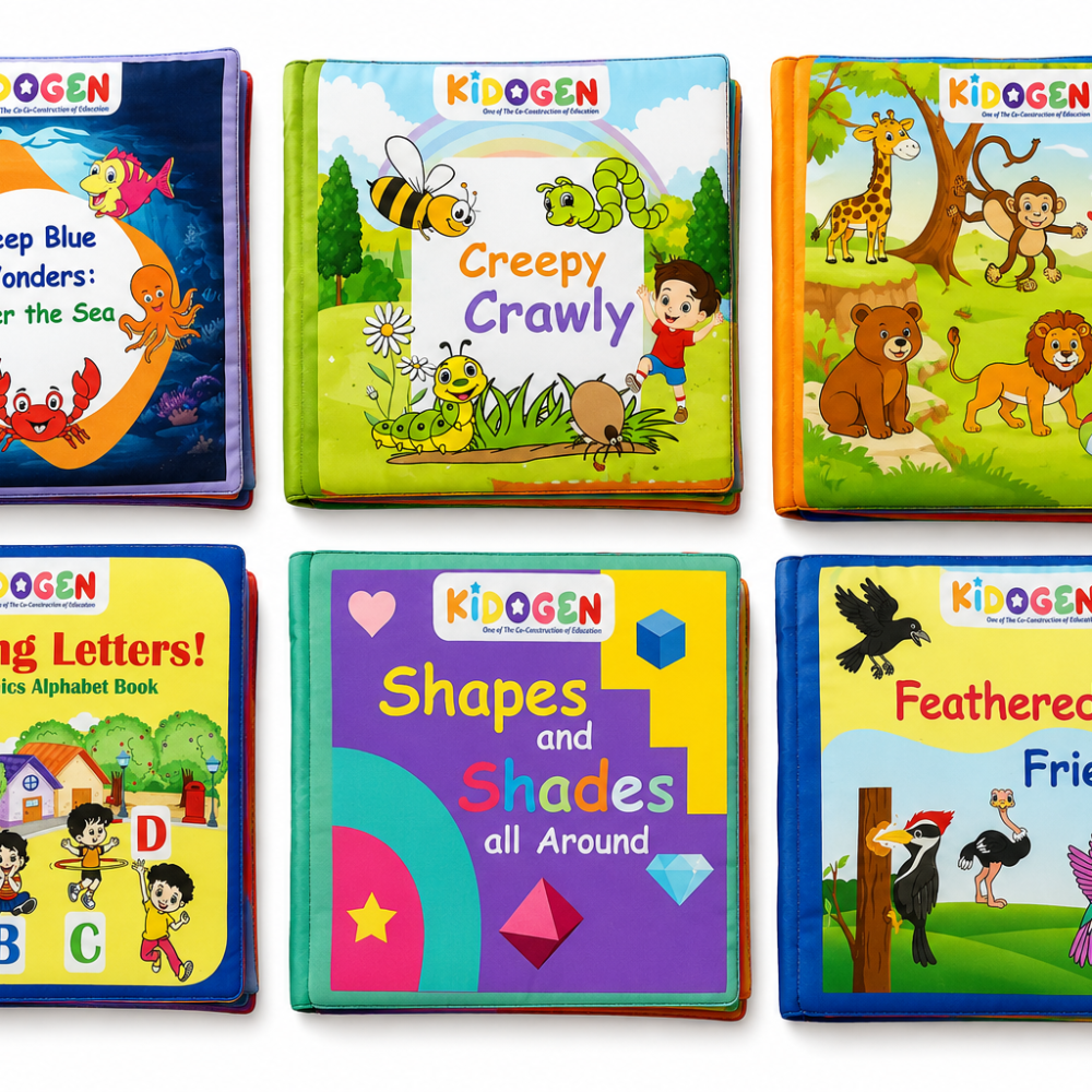 Kidogen 6-in-1 Fabric Books Set for Kids Age 3-6 Years 
