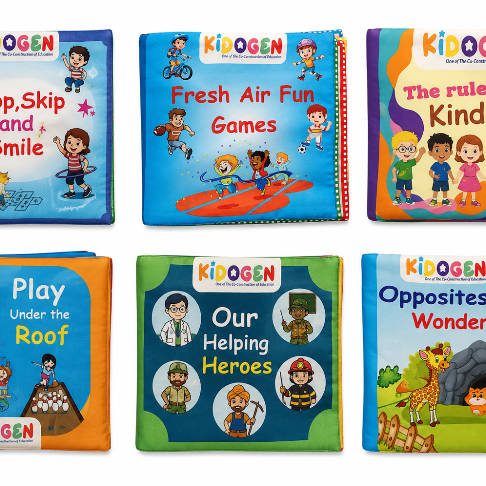 Kidogen 6-in-1 Fabric Books Set for Kids Age 3-6 Years 