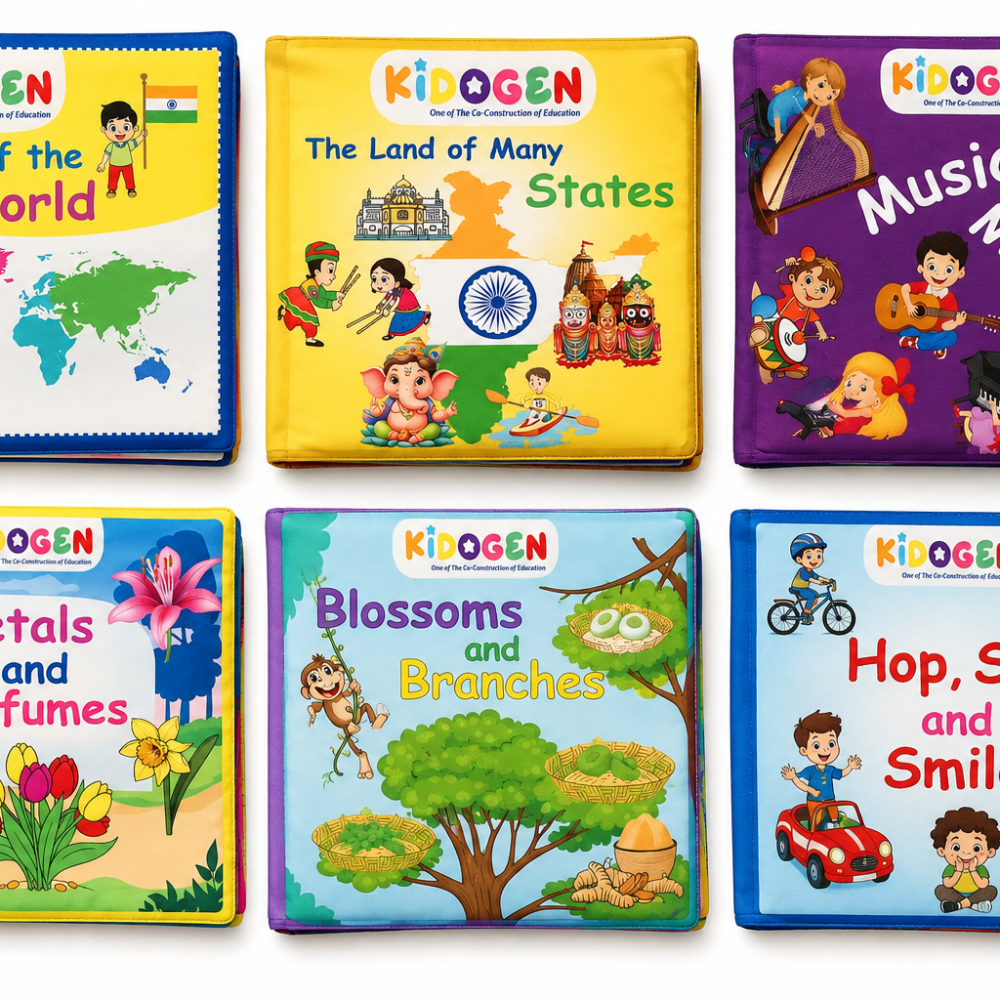 Kidogen 5-in-1 Fabric Books Set for Kids Age 3-6 Years 